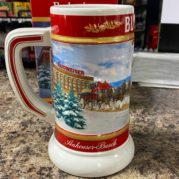 Budweiser Red and White Beer Stein with Clydesdales 46th Edition - Picture 3 of 5